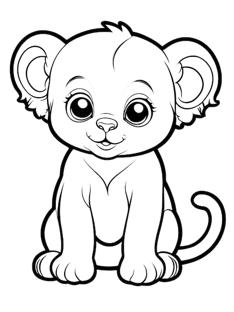 monkey outline white coloring page white background ai generated