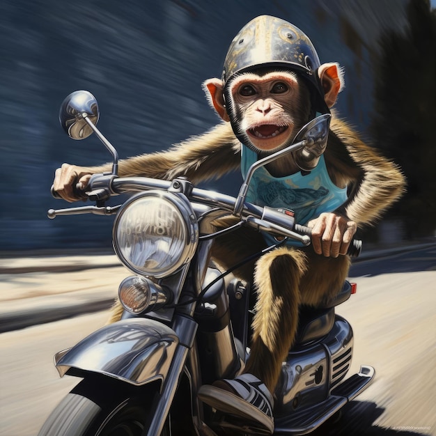 Monkey riding a motorcycle