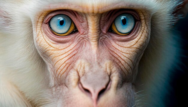 A monkey's nose and eyes are visible.