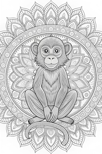 Photo a monkey sits on a round object in the center of the image