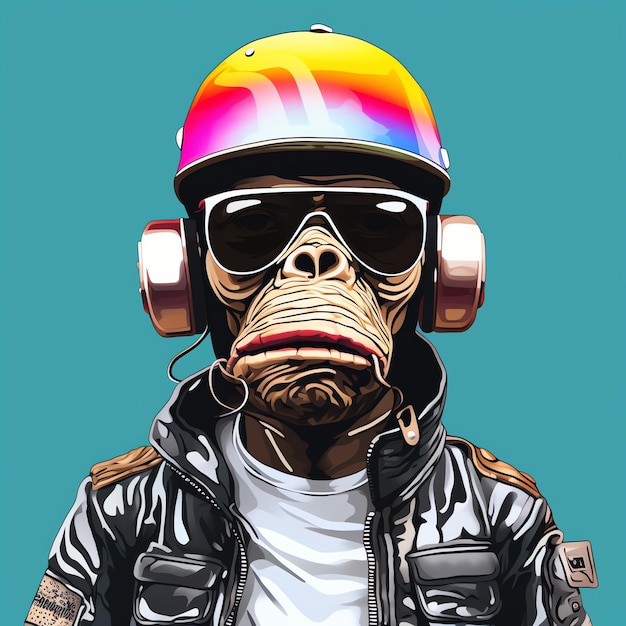 a monkey wearing a helmet and sunglasses