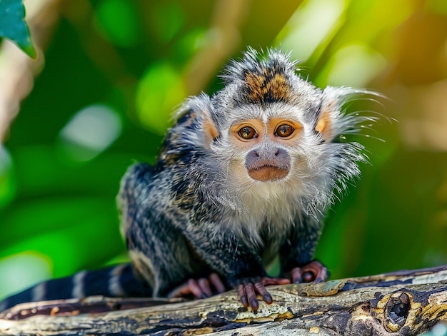 a monkey with a brown nose and a brown and black face and a green background