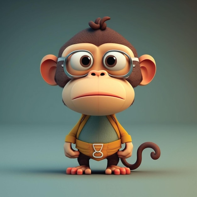 A monkey with glasses that says'6'on it