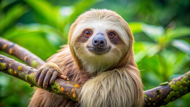 a monkey with a stick in its mouth and a green background