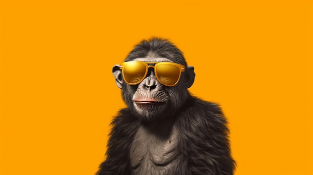 monkey on the yellow background