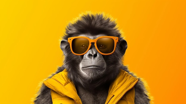 monkey on the yellow background