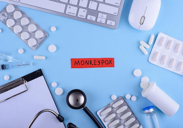 Monkeypox virus concept medical desk