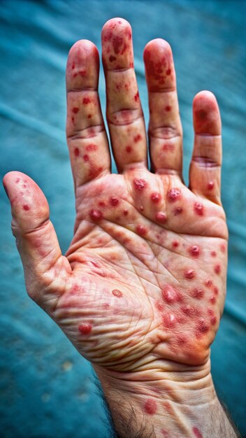 Photo monkeypox virus infected a person s hand