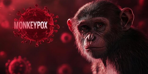 Photo monkeypox virus with its zoonotic origin represented by a monkey