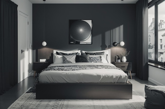 Monochromatic Magic Black and White Bedroom