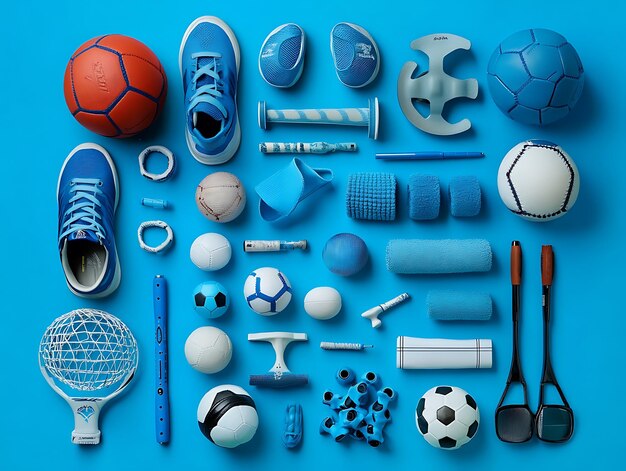 Photo monochromatic sports collection a blue tribute to athletic gear