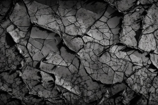 Monochrome abstract texture with cracks and rough edges Generative AI