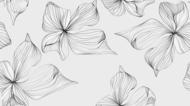 Photo monochrome artistic floral sketch pattern