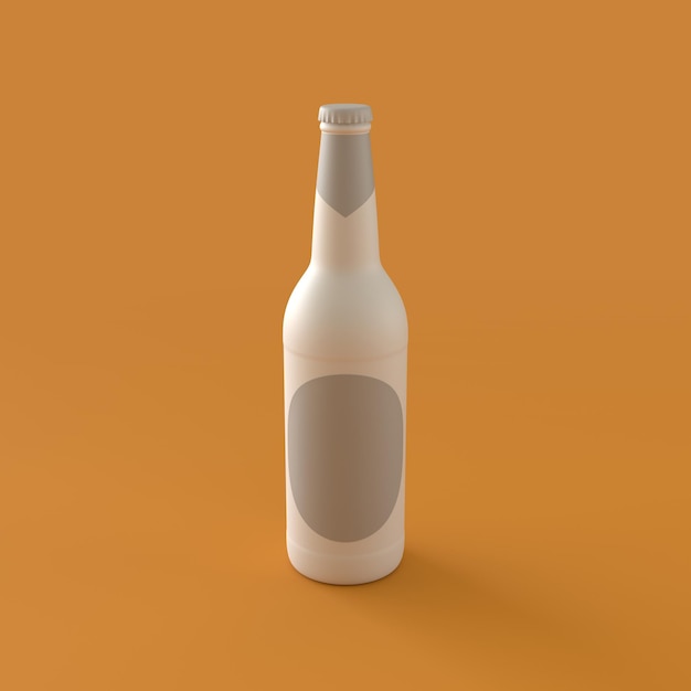 Monochrome Bottle Beer on Orange Background 3d Rendering