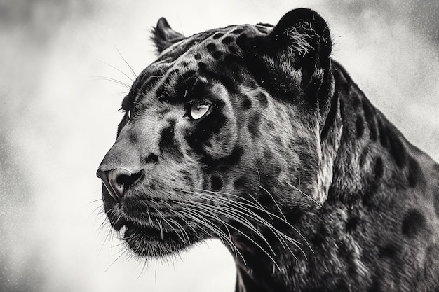 Monochrome Digital Art Sleek Panther