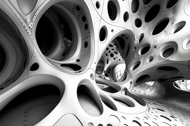 Monochrome Dreams Futuristic Visual Art Patterns in Black and White