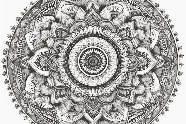 Monochrome flower drawing Generative AI