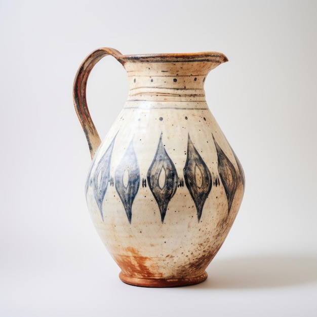 Monochrome Geometry Blue And Yellow Earthenware Jug With Elongated Shapes