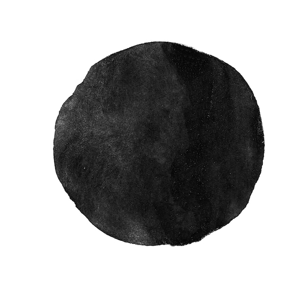 Monochrome grey circle watercolor texture paint isolated.