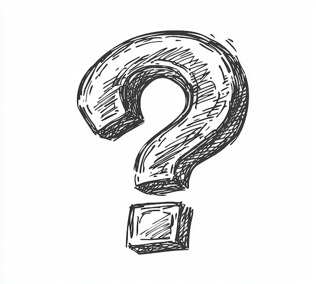 Photo a monochrome line illustration of the question mark typography with a continuous linear graphic and a handdrawn question mark in a single line