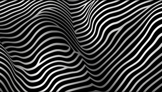 Monochrome lines wallpaper Black and white wave banner For banner postcard book illustration Created with generative AI tools