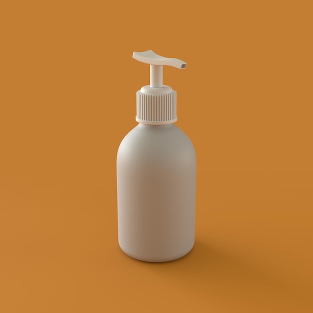 Monochrome Lotion Bottle on Orange Background 3d Rendering