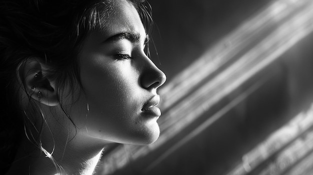 Photo monochrome portrait of contemplative figure