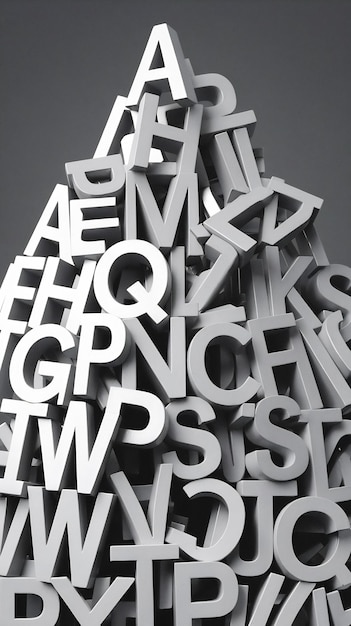 Photo monochrome poster with closeup of a pile uppercase letters background capital letters background i