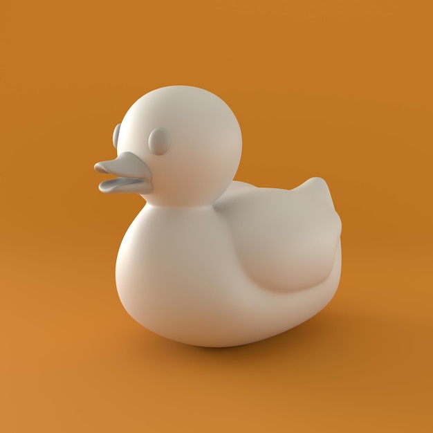 Monochrome Rubber Ducky on Orange Background 3d Rendering