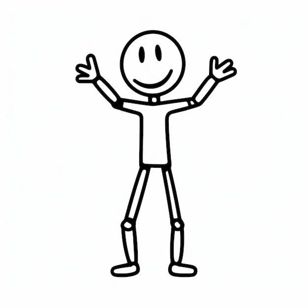 Photo monochrome stick figure illustration doodle man with simplified tweencore style