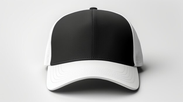 Photo monochrome trucker hat mockup front view for stylish apparel branding presentations