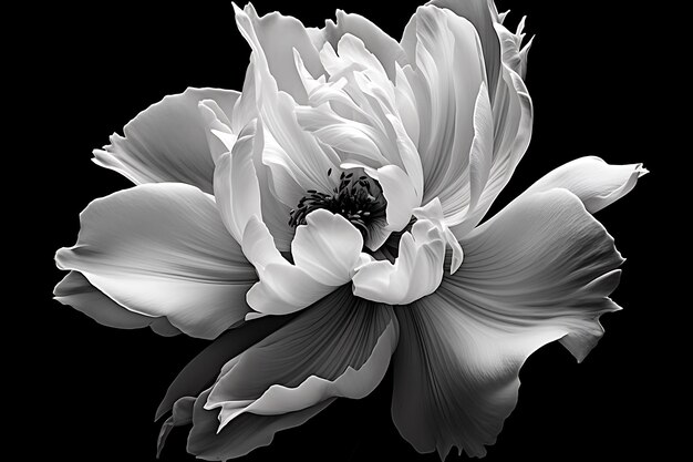 Monochrome tulip blossom on black background beauty generated