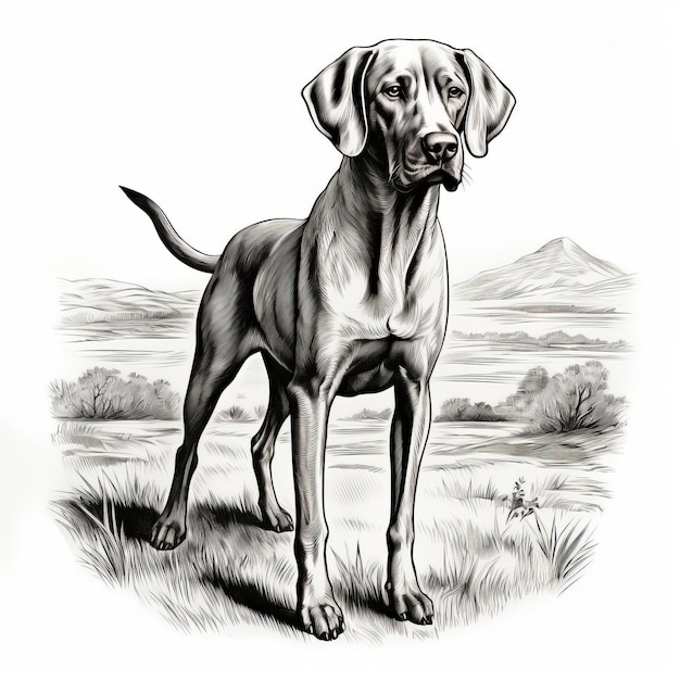 Monochrome Weimaraner Illustration Noir Comic Art Meets National Geographic