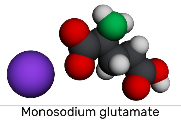 Monosodium glutamate MSG sodium glutamate molecule It is flavor enhancer E621