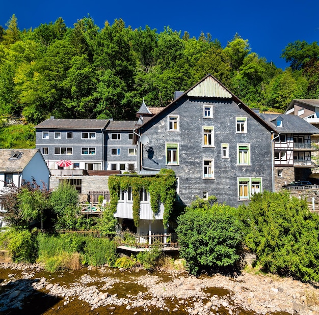 Monschau town above the rur river in north rhinewestphalia germany