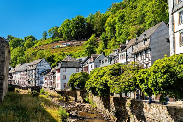 Monschau town above the rur river in north rhinewestphalia germany