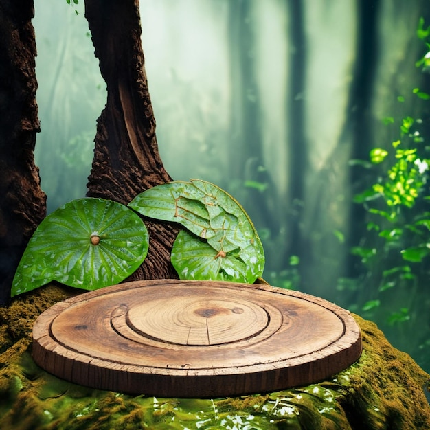 Monsoon rain forest with wooden disc