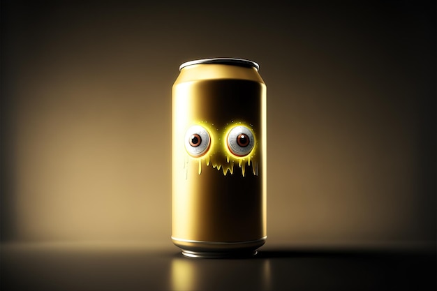 Monster can Alluminium beer can as a cute character Generated AI