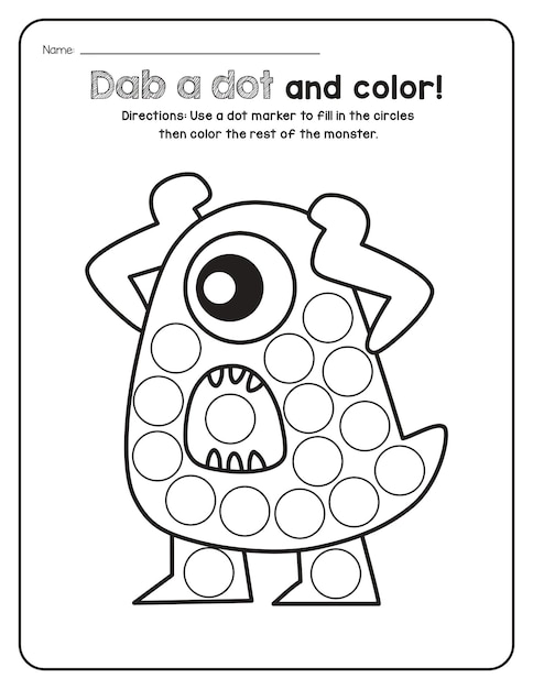 Photo monster math worksheet numbers