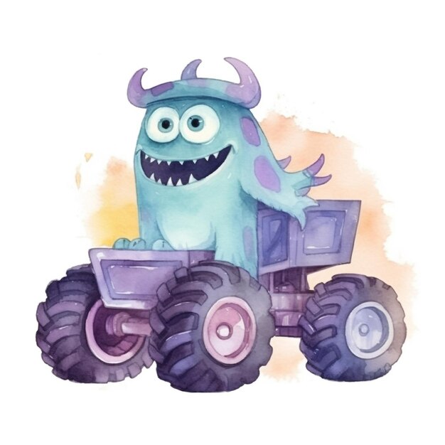 A monster on a monster truck.