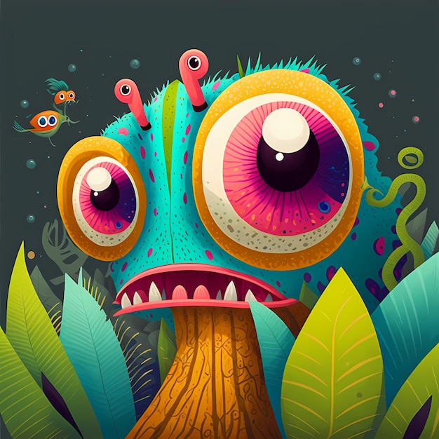 Monster Tree Illustration with unique design and attractive and Colorful