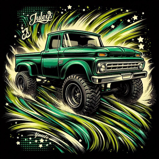 monster truck adventurous and rugged Tshirt design