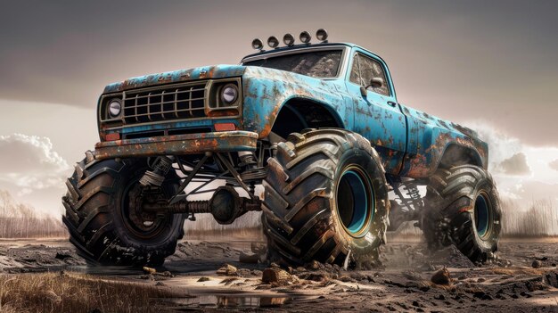 Photo monster truck madness extreme offroading adventure concept