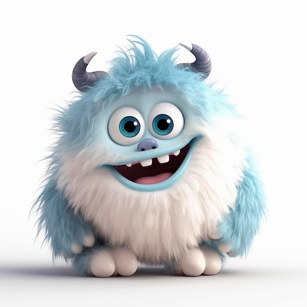 A monster with a white fur and blue fur.