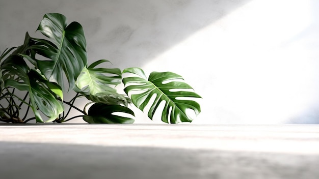 A Monstera Deliciosa plant stretches its lush green leaves Generative AI