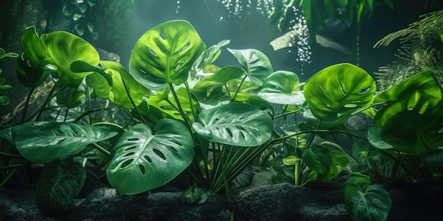 monstera in the jungle ai generative