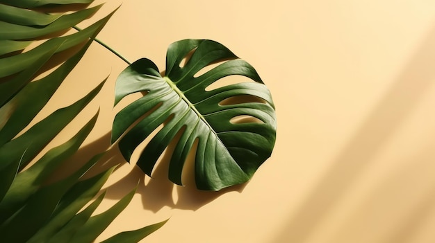 Monstera leaf Shadow background Illustration AI GenerativexA