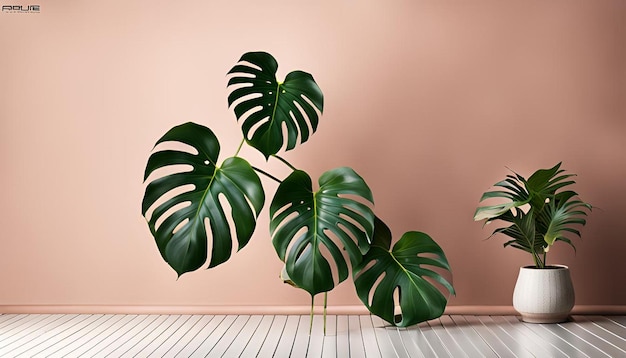 Monstera leaves nature background