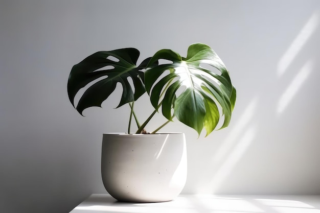 Monstera In A White Pot On A White Background Generative AI