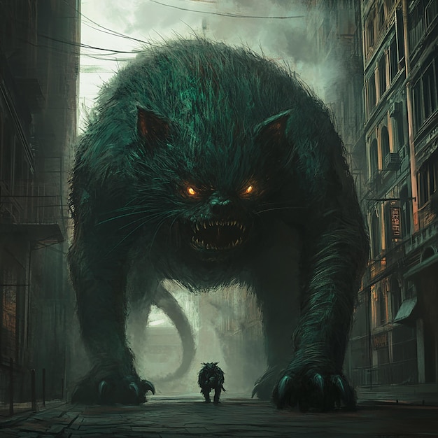 Photo monstrous animals walking through city